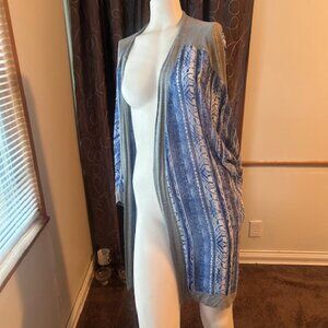 Lane Bryant Blue /Gray/White open cardigan, size 18/20